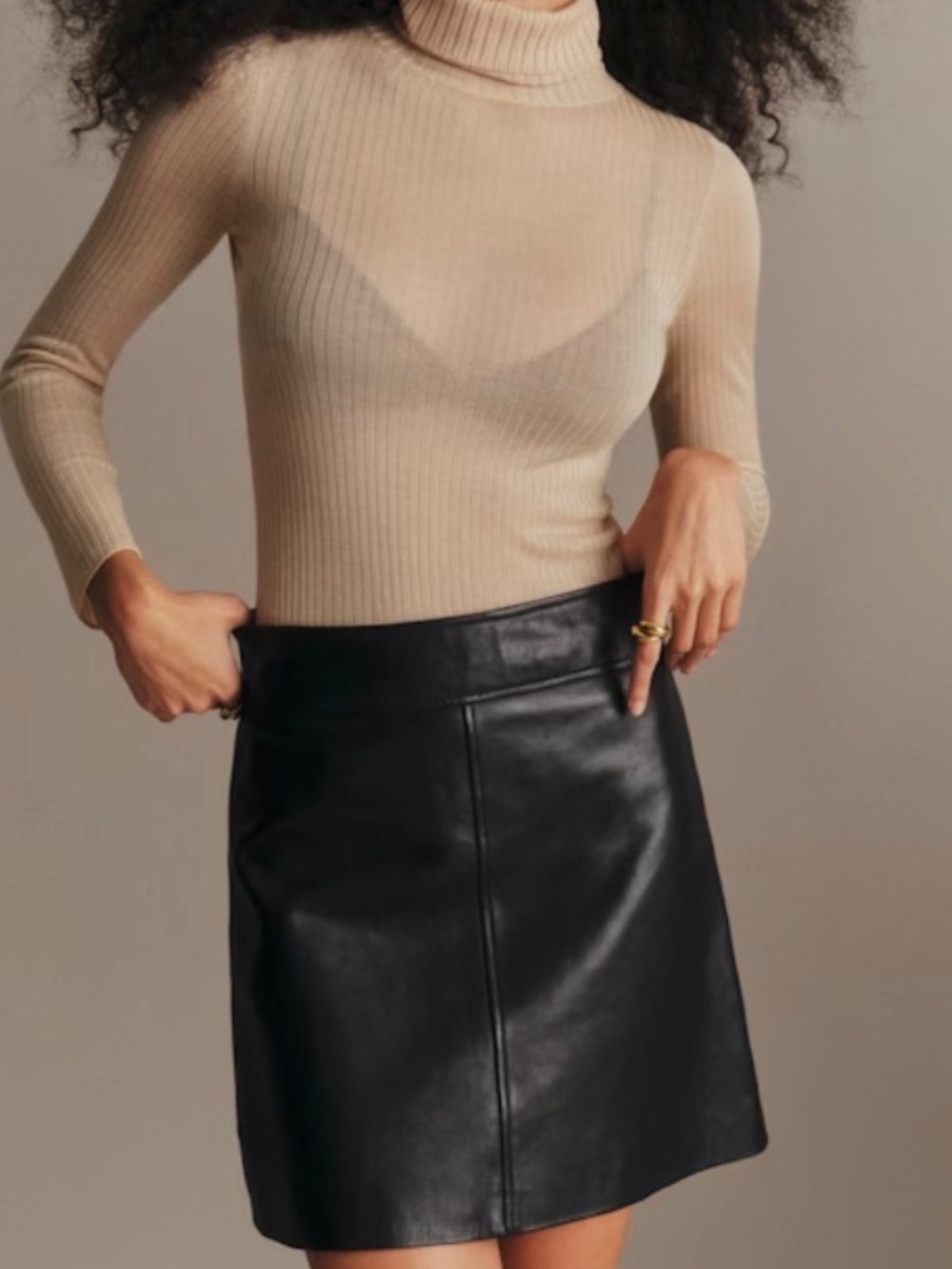 Sezan black leather skirt size 44